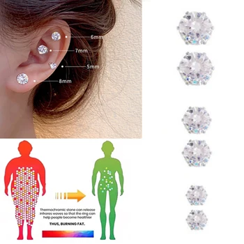 1 пара Модных элегантных магнитных зажимов для ушей с кристаллами для женщин, роскошные круглые серьги-гвоздики с крупным цирконием без украшений для пирсинга