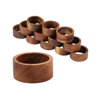 12 Штук деревянных колец для салфеток Держатель для салфеток для обеденного стола Декоративные праздничные кольца для салфеток для украшения стола