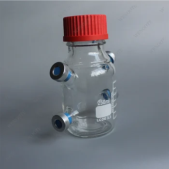 250 мл Анаэробная бутылка с зажимом для рта, герметичная бутылка с реагентом для отбора проб, бутылка для хранения образца GL45, бутылка с реагентом с несколькими горлышками 1