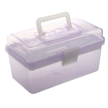 2X Пластиковая ручка, 2-слойный ящик для хранения аппаратных инструментов, прозрачный фиолетовый