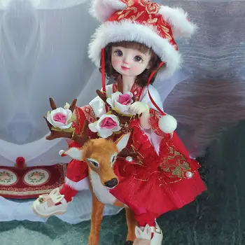 30 см Кукольная Одежда для 1/6 Bjd Кукольная Одежда Красный Hanfu Древний Новый Год Национальное Платье Для Девочек Игрушки Подарочные Аксессуары, Без Куклы