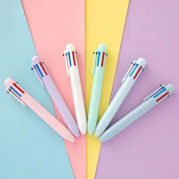 30ШТ Macaron 6-цветная Шариковая ручка Однотонная ручка для масла для прессования Многоцветная Шариковая ручка Многофункциональная ручка для офисного ноутбука