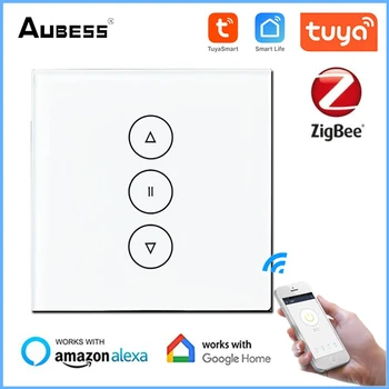 Aubess Tuya Smart Life Zigbee Переключатель жалюзи для рольставен Электродвигатель Google Alexa Echo Голосовое управление Умным домом