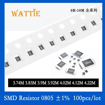SMD резистор 0805 1% 3,74 М 3,83 М 3,9 М 3,92 М 4,02 М 4,12 М 4,22 М 100 шт./лот микросхемные резисторы 1/8 Вт 2,0 мм * 1,2 мм 1