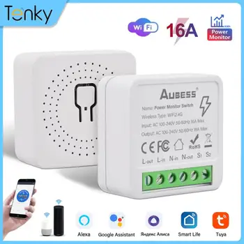 Tenky Tuya WiFi MiNi Smart Switch С Энергетическим Монитором 16A 2-полосный Таймер Управления Беспроводной Переключатель Работает С Alexa Google Home Alice 1