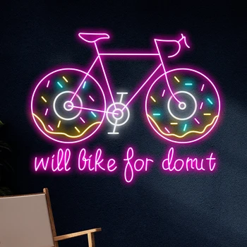 Will Bike для пончика, Велосипедная неоновая вывеска, велосипедные светодиодные вывески для вечеринки, магазина еды, спальни, гоночной комнаты, Украшения стен на заказ, неоновый свет 1