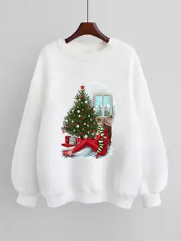 Акварельная женская флисовая праздничная одежда, Рождественские и Новогодние модные пуловеры, женские графические свитшоты с принтом 1