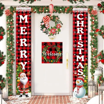 Веселый рождественский дверной баннер Снеговики Санта Подвесные украшения Веселый рождественский дверной знак крыльцо для внутреннего использования снаружи