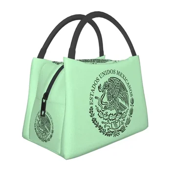 Герб Мексики, изолированная сумка для ланча для женщин, Герметичная печать с мексиканским флагом, термоохладитель, ланч-бокс, Пляжный кемпинг, путешествия