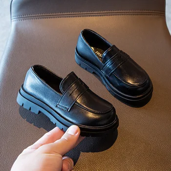 Детская Кожаная Обувь для Мальчика в ретро-черном Британском Стиле Treasure На Мягкой Подошве Детская Обувь для Мальчика Sandalia Infantil Menina Zapatillas 1