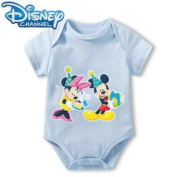 Детская одежда Боди для новорожденных Комбинезон для мальчиков и девочек Disney с Микки Маусом, ползунки с короткими рукавами, комбинезоны от 0 до 12 месяцев 1