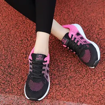 Женские повседневные сетчатые кроссовки, дышащие кроссовки на шнуровке с цветными блоками, легкая спортивная обувь 1
