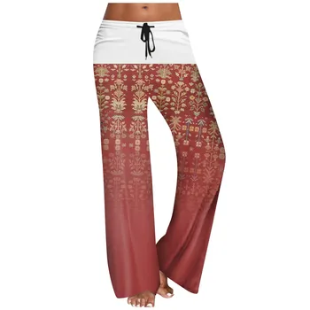 Женские повседневные широкие брюки с текстурированным принтом, повседневные брюки полной длины, винтажные Ropa Mujer