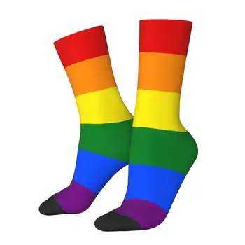 Забавные мужские носки для гей-парада с Радужным флагом ЛГБТ-сообщества Унисекс, дышащие теплой 3D-печатью Носки для команды ЛГБТК-лесбиянок