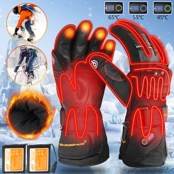 Зимние лыжные перчатки для езды на мотоцикле на открытом воздухе водонепроницаемые с четырехскоростной регулировкой температуры 2x6000mah 7.4 V Сохраняют тепло в течение 4-8 часов
