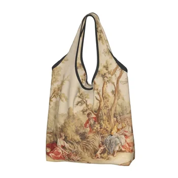 Изготовленная на заказ Французская хозяйственная сумка из гобелена Aubusson, женская портативная сумка для бакалеи большой емкости, Европейские сумки для покупок с цветочным рисунком цветов