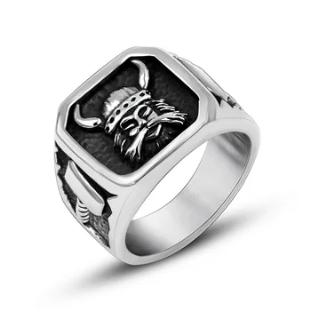 Классическое мужское кольцо из нержавеющей стали серебристого цвета, кольцо в виде головы крупного рогатого скота, украшения для животных, кольцо для мотоциклиста в стиле хип-хоп панк, ювелирный подарок