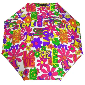 Красочный знак мира, 3-х Кратный автоматический зонт с печатью символа, Зонт с защитой от ультрафиолета, Ветрозащитные легкие зонты для мужчин и женщин