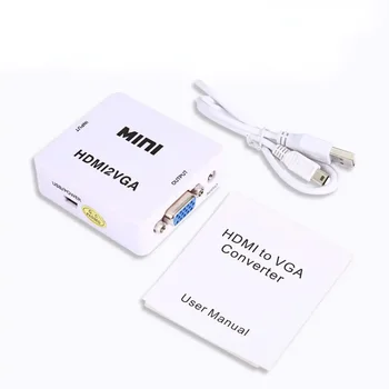 Мини-Конвертер Full 1080P HDMI-совместимый с VGA Аудио HDMI2VGA 1920*1080 @ 60 Гц Разъем Адаптера Для Портативных ПК к HDTV-Проектору 1