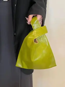 Модная мини-сумка на запястье с узлом, женская мужская сумка с верхней ручкой, сумка из искусственной кожи с яркой поверхностью, высококачественная повседневная сумка-тоут, сумка для телефона и ключей. 1