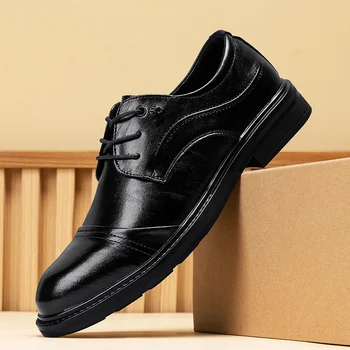 Мужская деловая обувь на шнуровке, модная роскошная повседневная высококачественная обувь для отдыха из натуральной кожи, Удобная трендовая обувь ручной работы