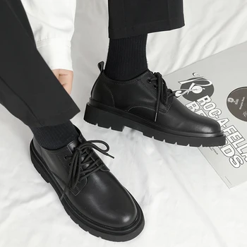 Скидка Мужская обувь, модные кроссовки, новые однотонные дышащие мужские повседневные вулканизированные туфли на шнуровке с низким вырезом, весенне-осенние лоферы, обувь > Туфли < Mir-kp.ru 11
