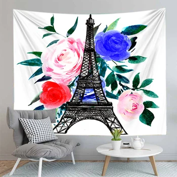 Настройте Париж Эйфелева башня Гобелен на стену для спальни Домашний декор Стены Ткань Кемпинг Пляжный коврик 1