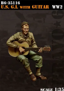 Неокрашенный комплект 1/35 Г.И. США с гитарой включает 1 фигурку солдата, историческую неокрашенную фигурку из смолы.