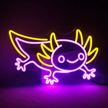 Неоновый светильник Axolotl, настенный орнамент, неоновый светильник, декор мужской пещеры, светодиодный неоновый светильник с питанием от USB, подходит для комнаты мальчиков, игровой комнаты