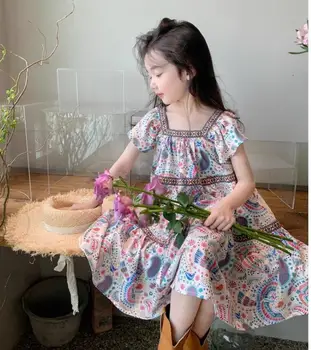 Новое детское летнее праздничное платье для девочек в богемном стиле, милое пляжное платье принцессы для детей от 2 до 6 лет 1