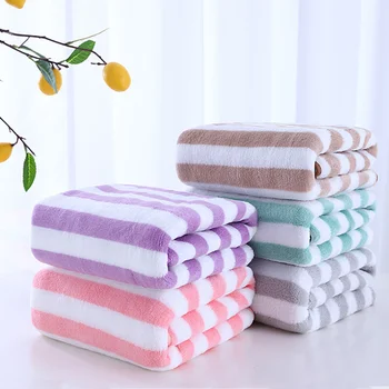 Новые впитывающие, быстросохнущие наборы банных полотенец в полоску, Мягкие полотенца для лица и рук для взрослых, банные полотенца для купания из микрофибры в ванной