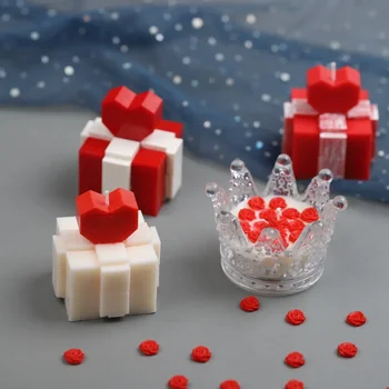 Новые строительные блоки, подарочная коробка с любовью, Силиконовая форма, форма для свечей, Креативная форма для выпечки торта с помадкой, Ароматическая Гипсовая силиконовая форма DIY