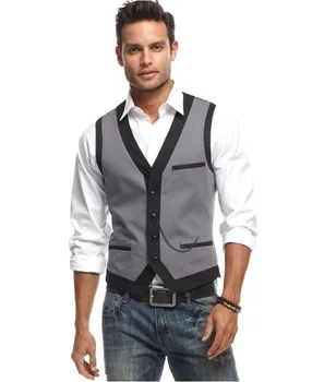 Новый дизайн серого и черного жилета для мужчин, свадебный костюм для выпускного вечера, жилеты, мужские жилеты, изготовленные на заказ colete masculino terno 1