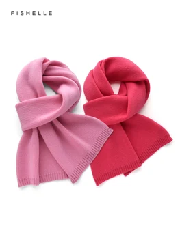 Новый Розовый кашемировый шарф, Женский зимний теплый вязаный шерстяной Узкий Короткий шарф, Роскошные подарки на день рождения для девочек 1