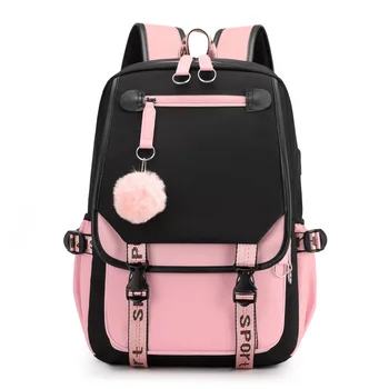 Новый школьный ранец, школьные сумки для девочек-подростков, холщовый рюкзак с USB-портом, дорожная сумка, студенческая сумка для книг, модные школьные рюкзаки для подростков