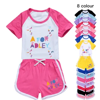 Одежда для девочек и мальчиков, Летний Милый костюм A for Adley, Детская Спортивная футболка + Шорты, Комплект из 2 предметов, Детская одежда, Пижамы для малышей 1