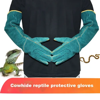 Перчатки для ящериц, Защитный захват для домашних животных, Защита от укусов, Кожаный монитор 62 см, Рептилия Змея 1