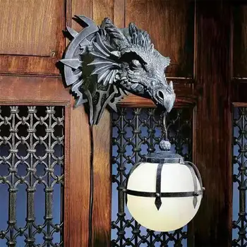Подвесной светильник с динозавром, Фонарь, украшение для вечеринки на Хэллоуин, промышленный стиль, изделия из смолы с Головой Дракона, Подвесной светильник с Драконом