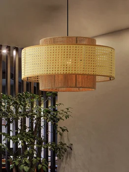 Подвесные светильники из пеньковой веревки в стиле ваби-саби в японском стиле, чайная комната, ресторан в стиле ретро, спальня, подвесные светильники
