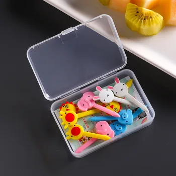 Прозрачный Пластиковый Практичный ящик для хранения кухонных вилок для фруктов Регулируемый Контейнер Для детей Органайзер для фруктовых вилок Коробка для показа 1
