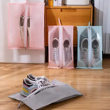 Прочная сумка для обуви PEVA, Прозрачные Водонепроницаемые Сумки для хранения обуви, Защитная Водонепроницаемая обувь, Сумка для хранения на молнии, шкаф