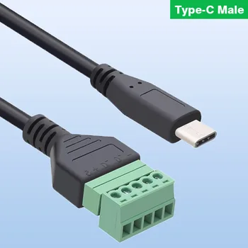 Разъем клеммной колодки Type-C Micro Mini USB к 5-контактному винтовому разъему для передачи данных, кабель для зарядки, кабель-адаптер для терминала, сделай САМ