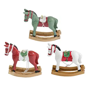 Рождественская подвеска в виде лошади из смолы, подвеска в виде Рождественской елки, Коллекционные фигурки, подвеска в виде раскрашенной лошади, Рождественские украшения, поделки