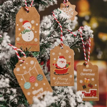 Рождественское украшение Подвесная бирка Печать подвесной бирки Санта-Клауса Украшение Рождественского подарка Крафт-бумага Оригинальная карточка цвета дерева
