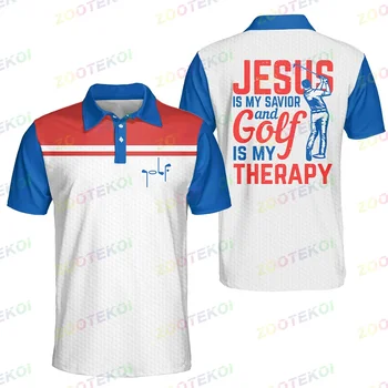 Рубашки поло Повседневные Длинные С короткими рукавами Иисус - мой Спаситель и Гольф-моя терапия Рубашка поло с короткими рукавами для мужчин