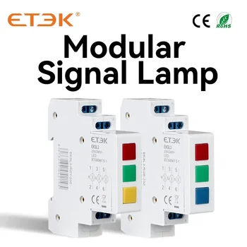Светодиодная модульная сигнальная лампа ETEK с креплением на Din-рейку Красный Зеленый Желтый синий AC 220V 230V Промышленный EKSL3