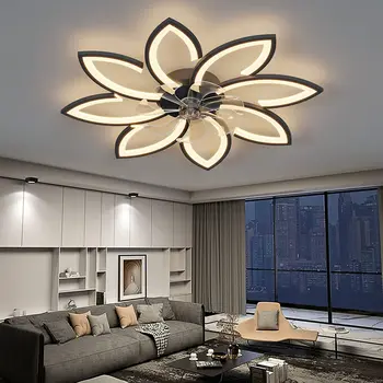 Светодиодный потолочный вентилятор в форме цветка, потолочный светильник для спальни, Дистанционное управление 6 Скоростями ветра для спальни, Потолочные светильники для гостиной
