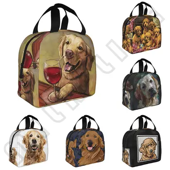 Собака Золотистый Ретривер, Термоизолированная сумка для ланча, Женский контейнер для ланча для работы, коробка для хранения еды 1