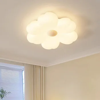 Современный светодиодный потолочный светильник в минималистском бело-кремовом стиле, уютная лампа для спальни, для кабинета, для гостиной, Светильник для внутреннего освещения Lustre