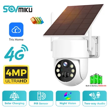 Солнечная камера SOVMIKU 4G, обнаружение человека, наружное видеонаблюдение с солнечной панелью, PTZ-аккумулятор, камера для защиты безопасности 1
